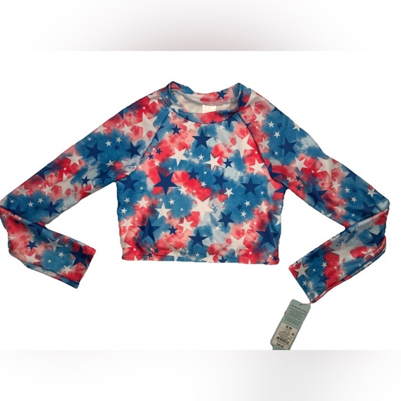 Cat & Jack Other - Cat And Jack Swim Top  Girls Kids Size Medium 8 Blue Red White Stars